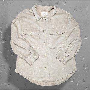 Ashley 26 International Taupe Corduroy Utility Button Up Oversized Shacket sz XL